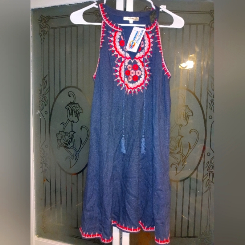 NWT Small Andree By Unit Dress Jean with Floral Pattern